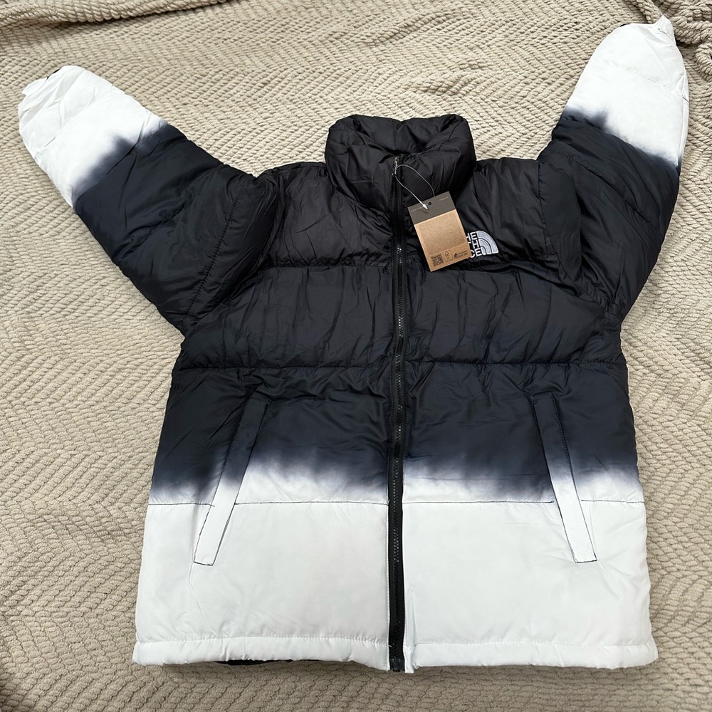 North Face Dip Dye Tye Dye 1996 Retro Nuptse 700 Jacket Black White Puffer Coat
